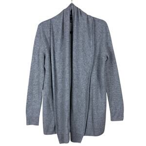 C by Bloomingdales Gray 100% Cashmere Open Front Cardigan Sweater Size Medium